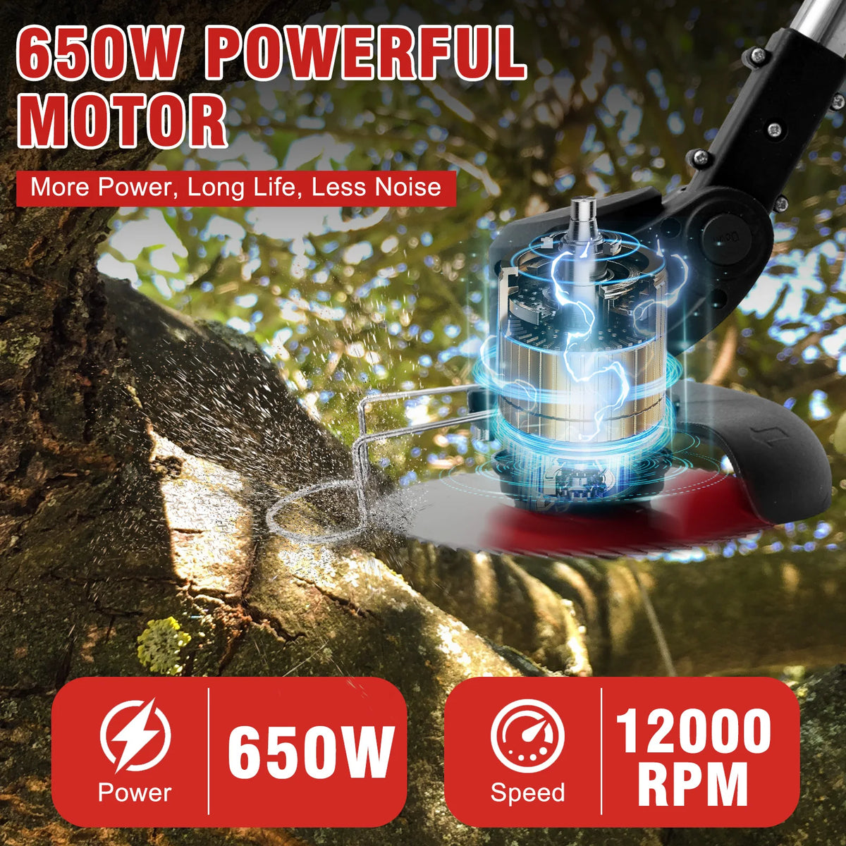 3-in-1 Grass Trimmer U-Handle 21V Weed Whacker Lawn Mowers 31.50-48.03 Inches Telescopic with 3 Blades 2 Batteries & Charger for Yard Garden Lawn & Shrub Trimming