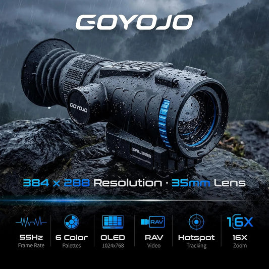 GOYOJO GRL Series Thermal Scopes, 384X288 High Resolution Thermal Imaging Scopes with 55Hz High Sensitivity Optics Night Vision Scopes, Multiple Reticles & Color, RAV Video