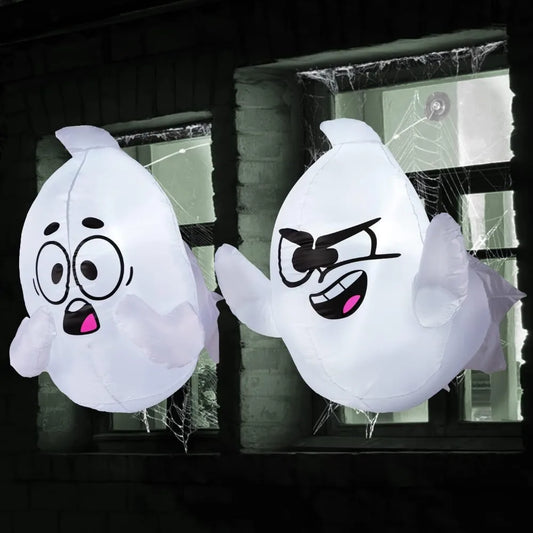 2 Pack Halloween Inflatable Window Ghost with Build-in LED 2.6 FT Tall Blow Up Inflatable Scary Flying Ghost Broke Out from Window for Halloween Outdoor, Yard, Garden, Lawn Decoration
