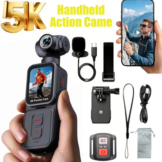 5K Pocket Vlog Camera With 270° Rotatable Lens Smart AI Face Auto‑Tracking Video Recorder
