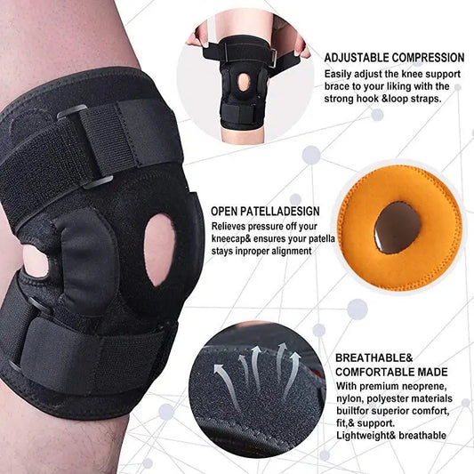 1PCS Knee Pad Brace with Side Stabilizers Knee Support Sport Kneepad Patellar Tendon Joint Pain Relief Meniscus Tears Tendinitis