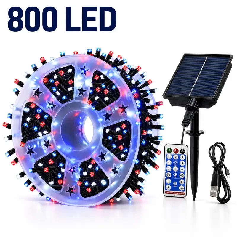 Halloween Solar String Lights Outdoor, 335FT Purple Orange LED 800 LED Solar Halloween String Lights with 335FT, Remote Control, 8 Modes, IP65 Outdoor Decoration for Yard, Roof and Patio