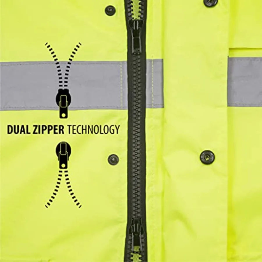 Hi-Visibility Waterproof Rain Jacket with Mesh Lining, ANSI/ISEA 107-2015 Class 3 Type R, Lightweight Wind-Resistant Safety Jac