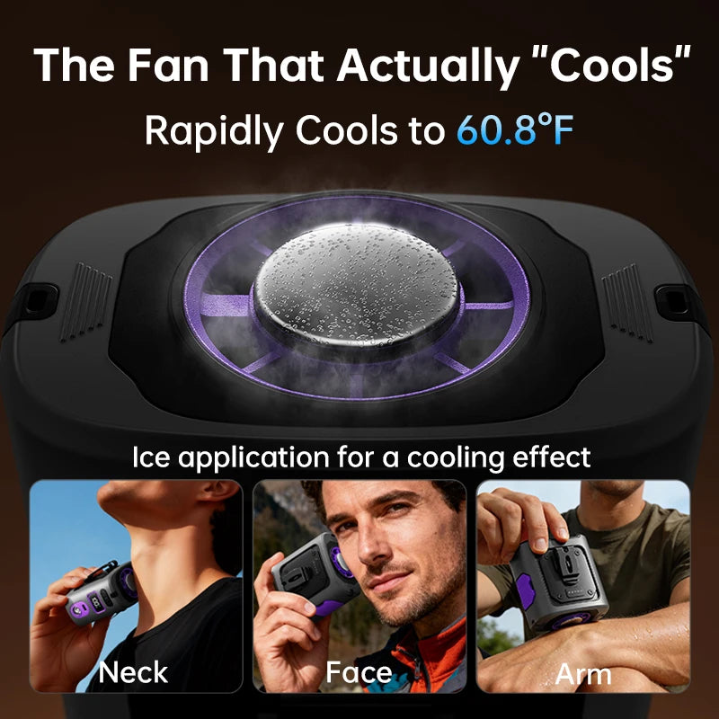 MUXNW 8000mAh Portable Waist‑Clip Fan with Semiconductor Cooling,  with LED Light, 4‑in‑1 Hands‑Free Wearable Fan for Camping