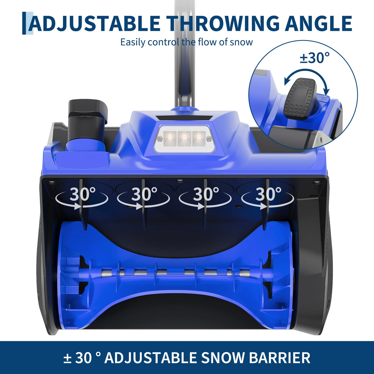 40V Cordless Electric Snow Shovel 12 Inch Brushless Snow Blower with LED Light Battery Powered Handheld Snow Thrower for Driveway Patio Steps Sidewalk Blue