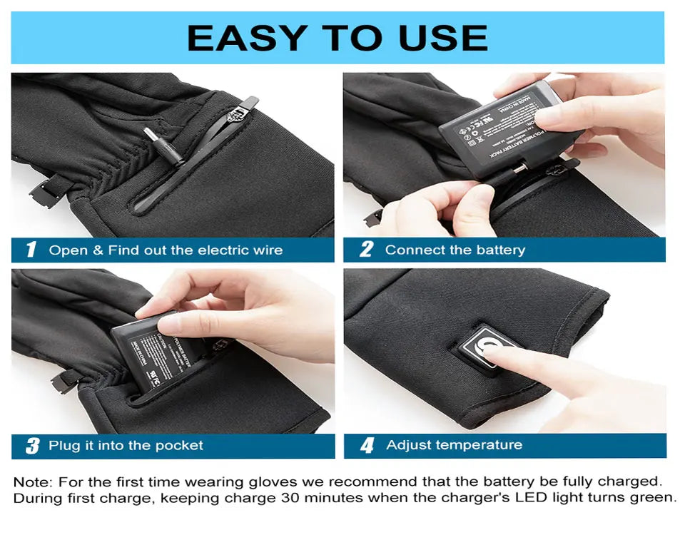 Rechargeable Electric Liner Heated Gloves Winter Warm Touch Skiing Gloves Outdoor Sports Riding Skiing Fishing Hunting
