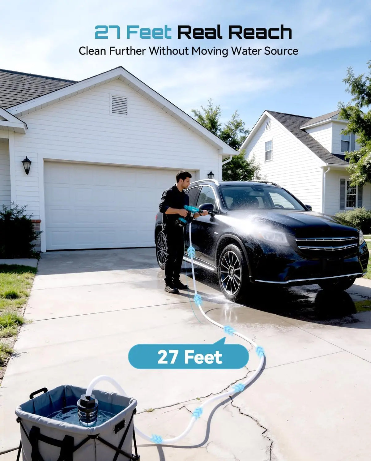 SEESII Electric Cordless High Pressure Car Wash Gun Washer Supplies Foam Generator Spray Cleaner Car Wash Cleaning Machine Handheld Power Cleaner for Makita 18V Battery Pin