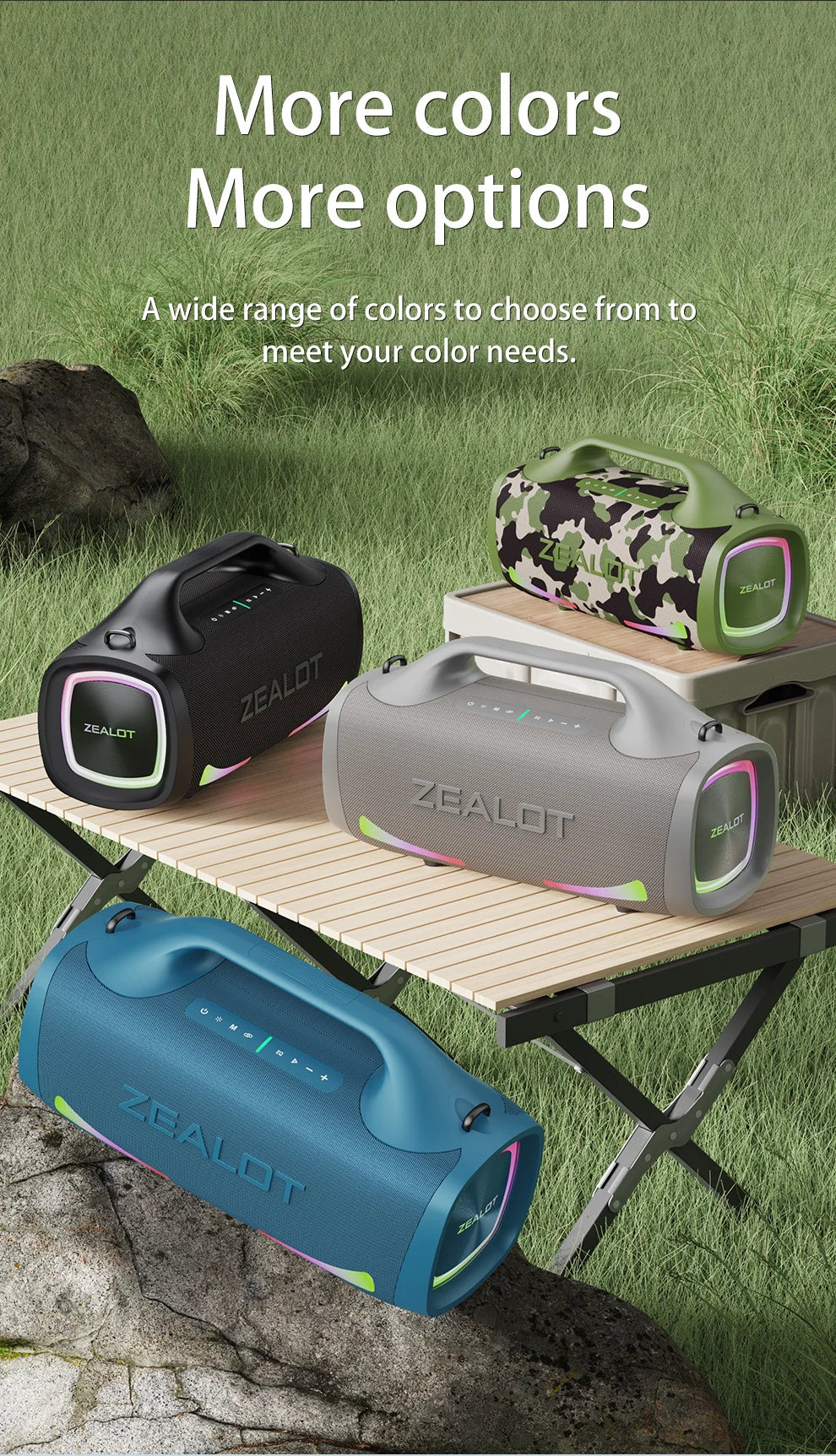 ZEALOT-S79 100w Wireless Speaker, Outdoor Portable Subwoofer, Bluetooth-Connectable Speaker, Hifi Sound Quality, Dual Pairing, Fast Charging, 24000mah Battery, Long Battery Life, Big Party Speaker, Camping Speaker, Blue Speak