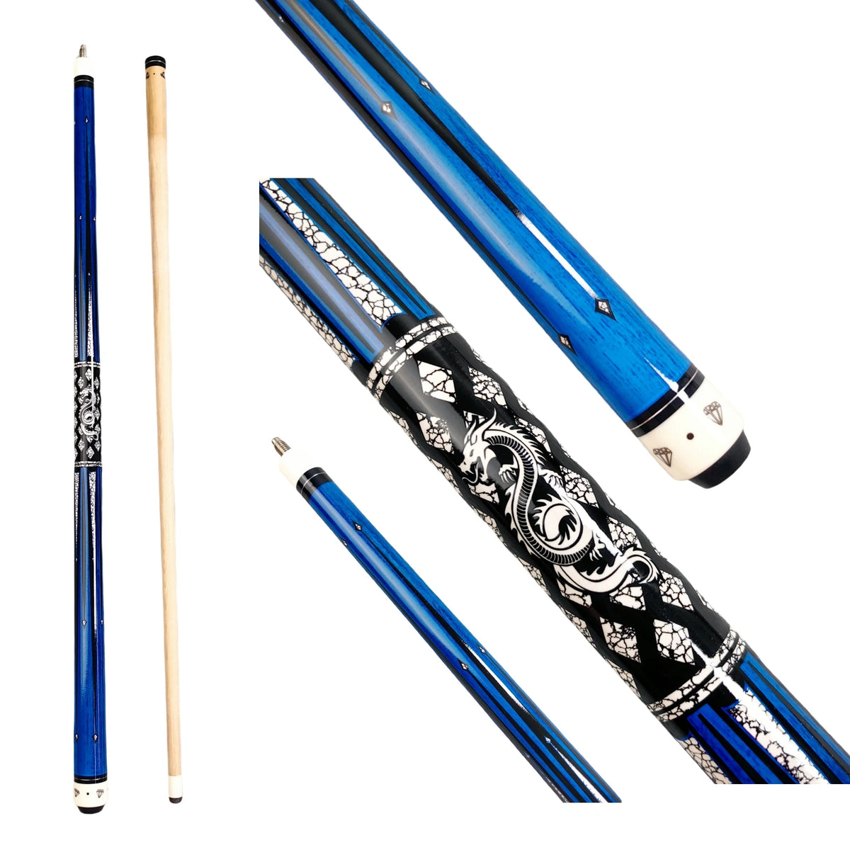 1 Premium Pool Cue 13mm Tip 58" Length. Blue Billiard Cue Suitable for American 9-ball