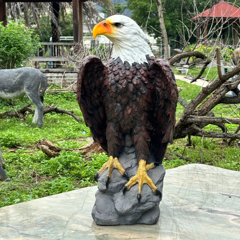 13' H X 24.4' Large Standing Bald Eagle Garden Statue Hand-Painted American Eagle Sculpture, Indoor & Outdoor Lawn Courtyard Decor, Patriotic Themed Ornament