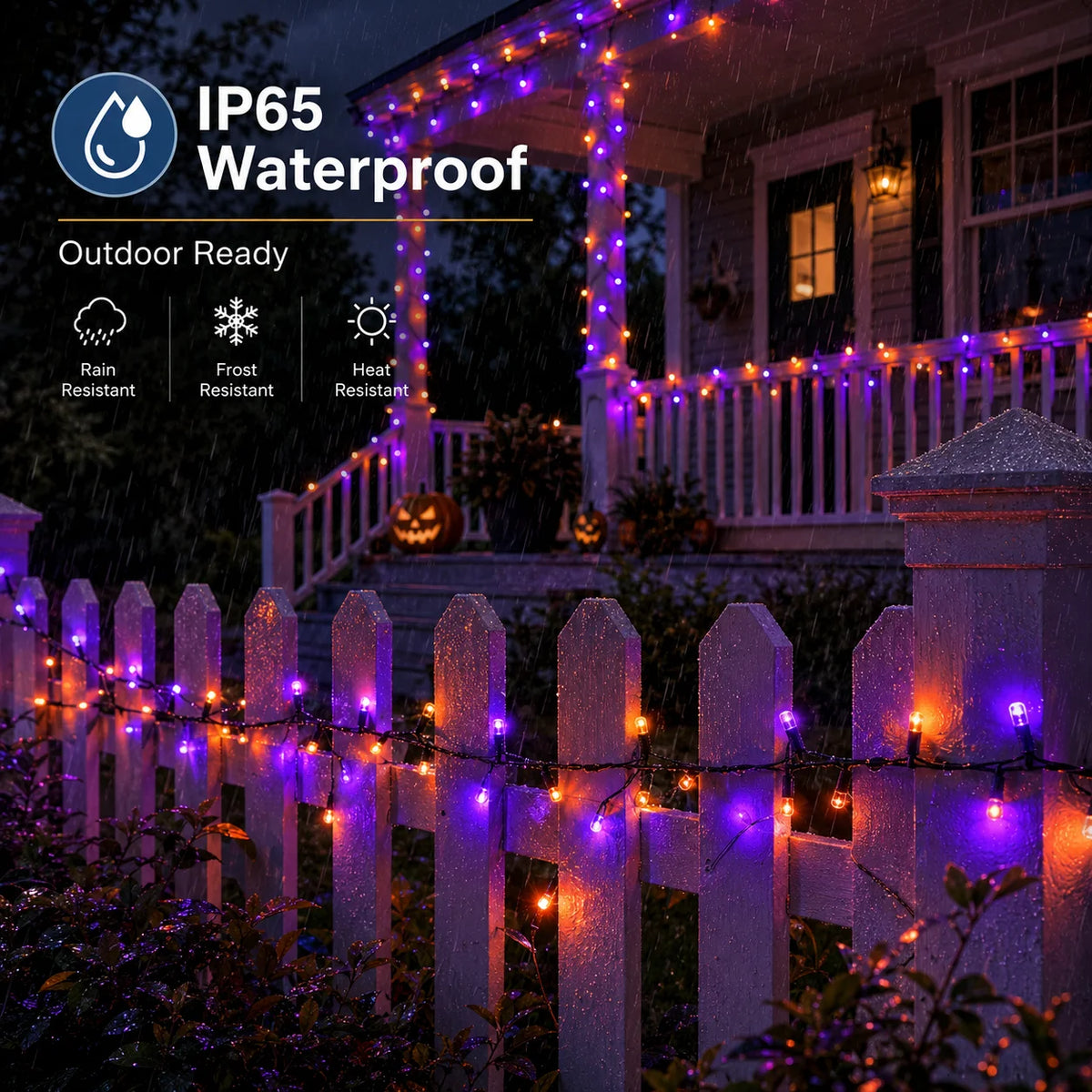 Halloween Solar String Lights Outdoor, 335FT Purple Orange LED 800 LED Solar Halloween String Lights with 335FT, Remote Control, 8 Modes, IP65 Outdoor Decoration for Yard, Roof and Patio