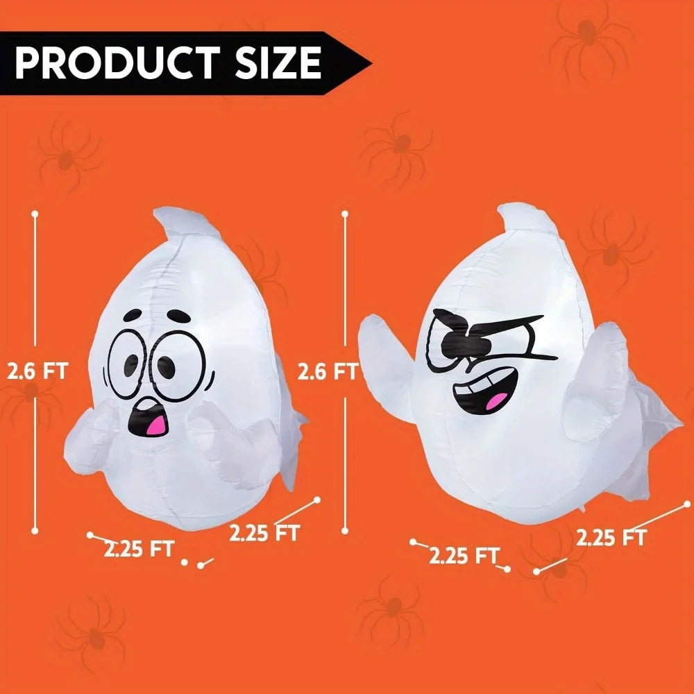 2 Pack Halloween Inflatable Window Ghost with Build-in LED 2.6 FT Tall Blow Up Inflatable Scary Flying Ghost Broke Out from Window for Halloween Outdoor, Yard, Garden, Lawn Decoration