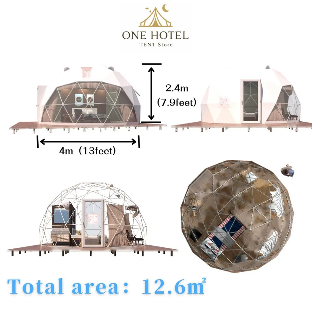 Commercial Luxury Glamping Geodesic Dome Tent Resort Weatherproof PVC 4 Season Customizable Resort Hotel Campsite Lodge Shelter