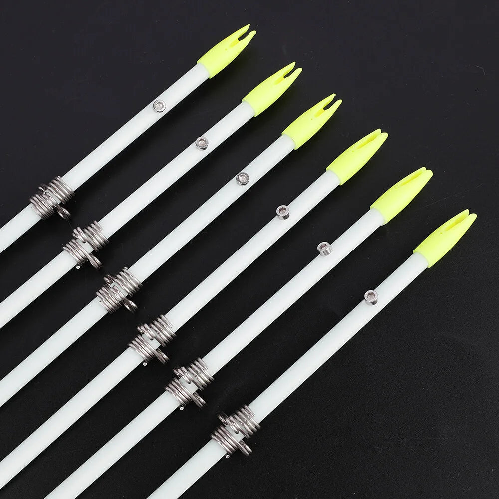 Bowfishing Arrows 12Pcs 37.8 Inch 8mm Solid Fiberglass Shaft With Line Tie Design for Archery Bowfishing Hunting Outdoor Shooting Sports