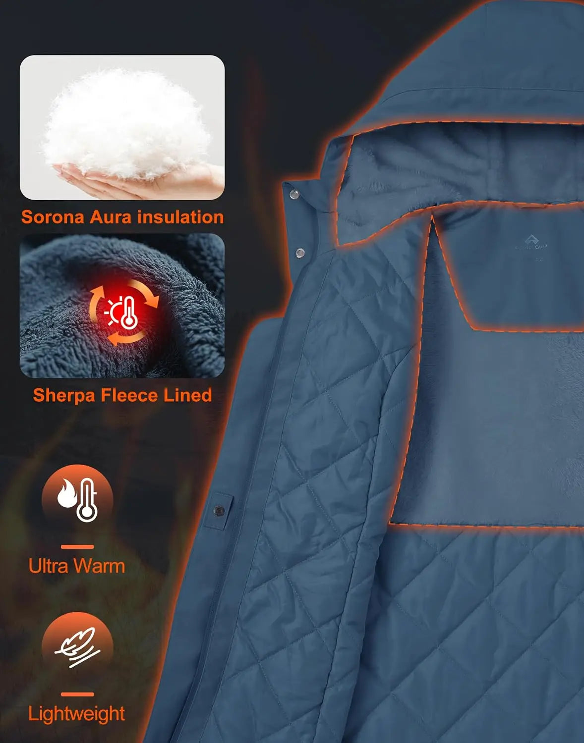 Pioneer Camp Women's Ski Jacket 10000mm Waterproof Warm Insulated Coat Fleece Lined Winter Jacket with Hood & Zip Pockets