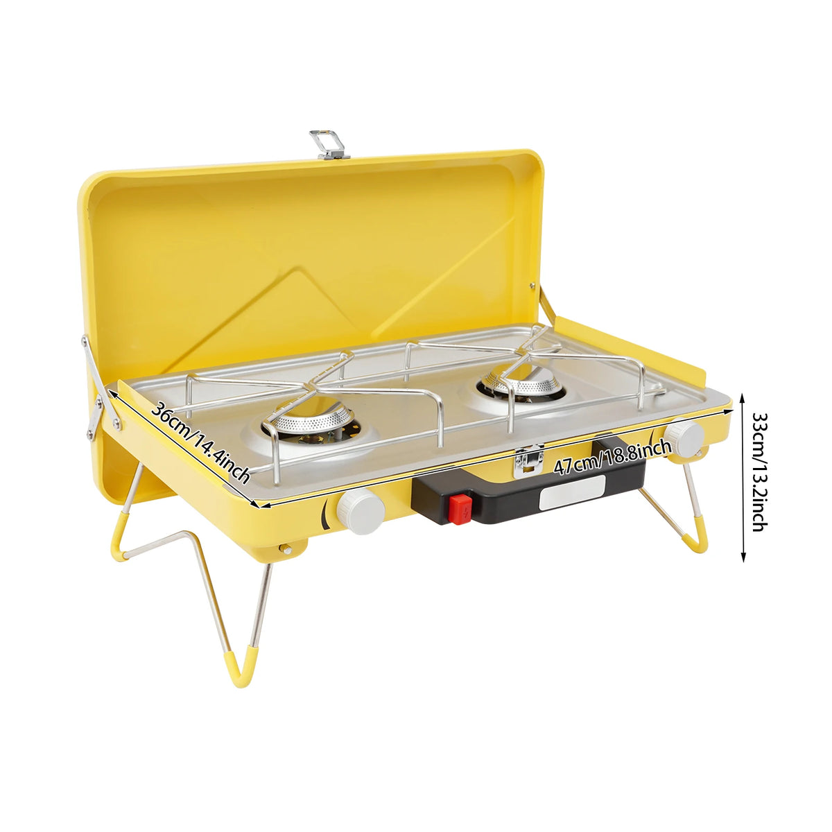 Foldable Windproof 2×3500W Outdoor Gas Stove, Compact Carry Case Design Adjustable Flame for Camping Tailgating BBQ