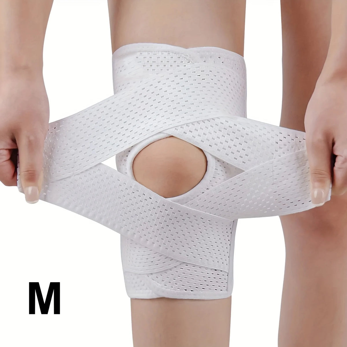 2 Pieces Unisex Compression Knee Brace V-Cross Strap Breathable Mesh Side Stabilizers Knee Pain Relief Running Sports Support