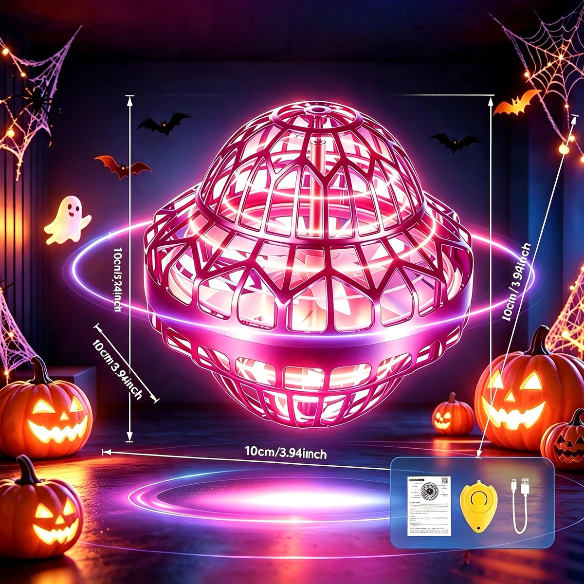 Upgraded Flying Ball UFO, LED Flying Spinning Toy, Boomerang Flying Ball, Magic Flying Ball Drone Ball, Hovering Flying Toy Gift, Halloween Gift