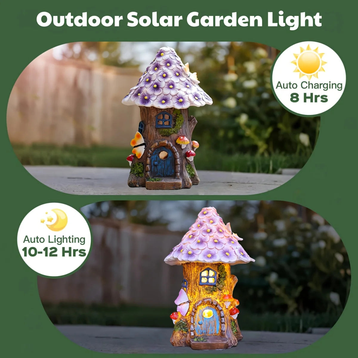 Outdoor Garden Solar Statues Lights, Purple Flower House Decoration Lamp, Flower Wood Stake House Decoration, Garden Solar Decorative Light for Garden, Courtyard, and House Decoration